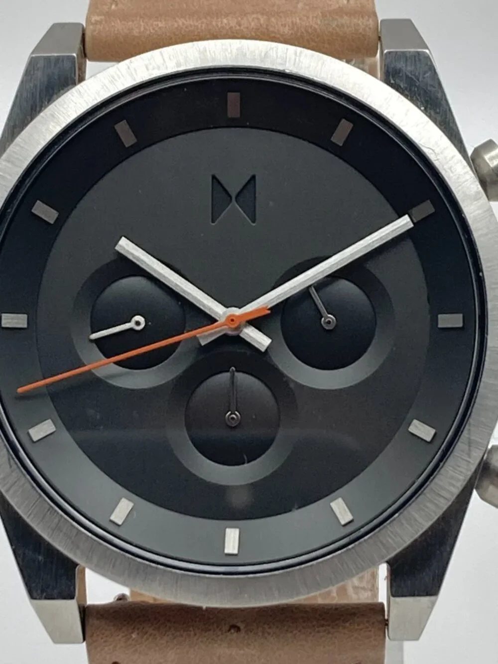 MVMT Element Chrono Men's Watch 44mm Silver Tone Black Chronograph New Battery